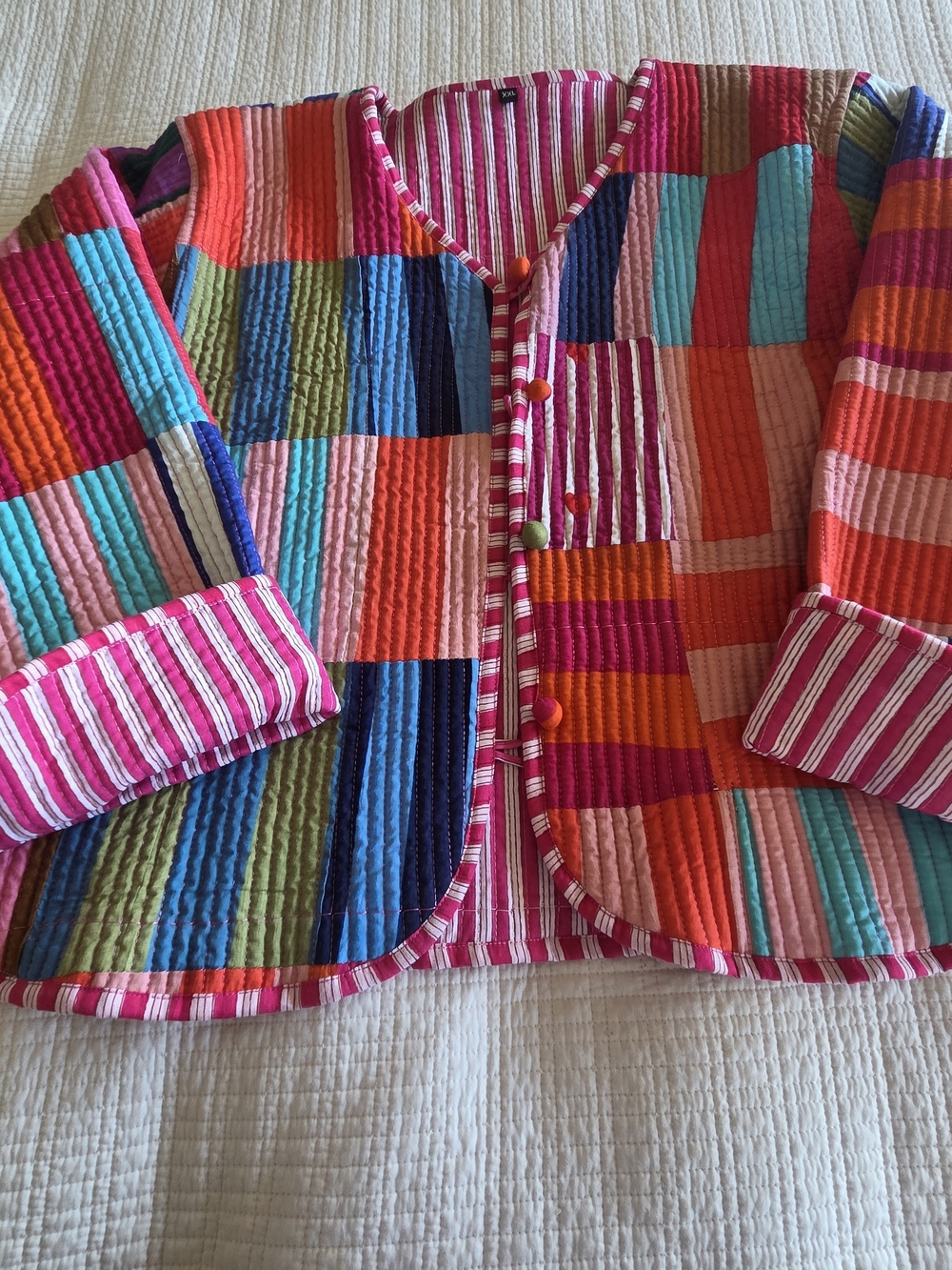 Multi-Color Reversible Patchwork Quilted Jacket